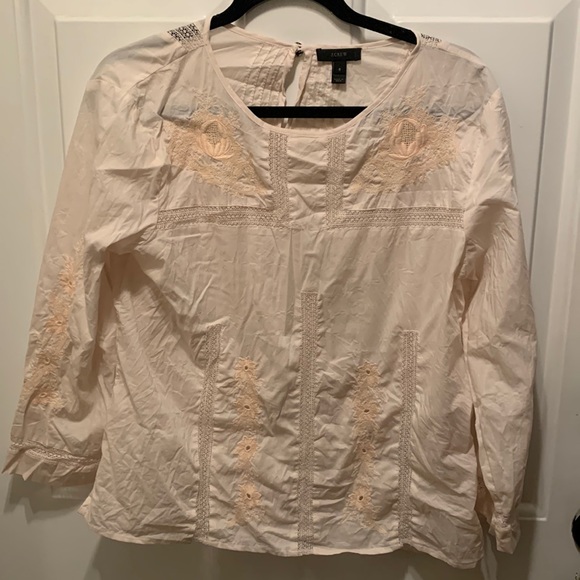 J crew embroidered pink top - Picture 2 of 8
